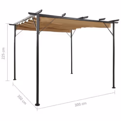 vidaXL Pergola with Retractable Roof Taupe Steel 180 g/mÂ² Garden Patio Canopy - Additional view 5