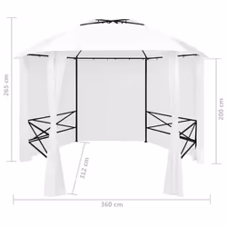 vidaXL Garden Marquee with Curtains 360x312x265 cm White 180 g/mÂ² Patio Canopy - Additional view 7