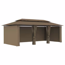 vidaXL Gazebo with Curtains Taupe 180 g/mÂ² Patio Canopy Shelter Party Tent - Additional view 3