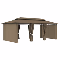 vidaXL Gazebo with Curtains Taupe 180 g/mÂ² Patio Canopy Shelter Party Tent - Additional view 4