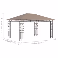 vidaXL Gazebo with Mosquito Net 4x3x2.73 m Taupe 180 g/mÂ² Patio Canopy Shelter - Additional view 5