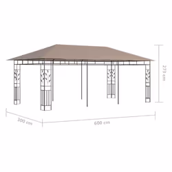 vidaXL Gazebo with Mosquito Net 6x3x2.73 m Taupe 180 g/mÂ² Patio Canopy Shelter - Additional view 5