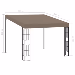 vidaXL Wall-mounted Gazebo 3x3 m Taupe Fabric Canopy Shelter Tent Pavilion - Additional view 5