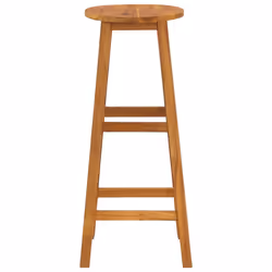 vidaXL 4x Solid Acacia Wood Bar Stools Kitchen Dining Chair Seating Furniture - Additional view 2