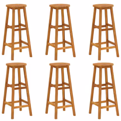 vidaXL 6x Solid Acacia Wood Bar Stools Kitchen Dining Chair Seating Furniture