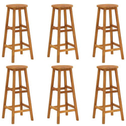 vidaXL 6x Solid Acacia Wood Bar Stools Kitchen Dining Chair Seating Furniture