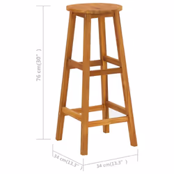 vidaXL 6x Solid Acacia Wood Bar Stools Kitchen Dining Chair Seating Furniture - Additional view 5