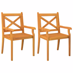 vidaXL 2/3/4/6/8x Solid Wood Acacia Outdoor Dining Chairs Kitchen Accent Chair - 2
