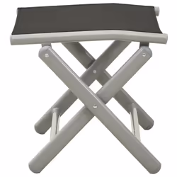 vidaXL Folding Footrest Black and Silver Textilene and Aluminium Outdoor Seat