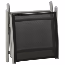 vidaXL Folding Footrest Black and Silver Textilene and Aluminium Outdoor Seat