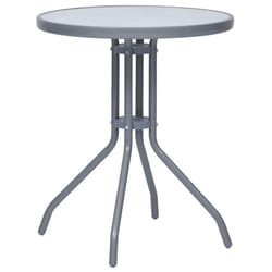 vidaXL Garden Table Light Grey Steel and Glass End Side Coffee Desk Outdoor