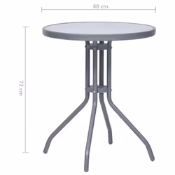 vidaXL Garden Table Light Grey Steel and Glass End Side Coffee Desk Outdoor - Additional view 4