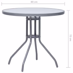 vidaXL Garden Table Light Grey Steel and Glass Side End Coffee Desk Outdoor - Additional view 4