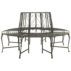 vidaXL Garden Tree Bench 160 cm Steel Outdoor Patio Decor Seating Lounge Seat