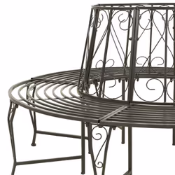 vidaXL Garden Tree Bench 160 cm Steel Outdoor Patio Decor Seating Lounge Seat