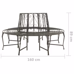 vidaXL Garden Tree Bench 160 cm Steel Outdoor Patio Decor Seating Lounge Seat - Additional view 6