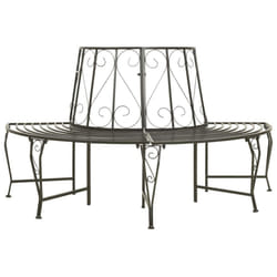vidaXL Garden Half Round Tree Bench 160 cm Steel Outdoor Seating Lounge Seat