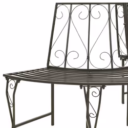 vidaXL Garden Half Round Tree Bench 160 cm Steel Outdoor Seating Lounge Seat
