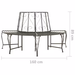 vidaXL Garden Half Round Tree Bench 160 cm Steel Outdoor Seating Lounge Seat - Additional view 6