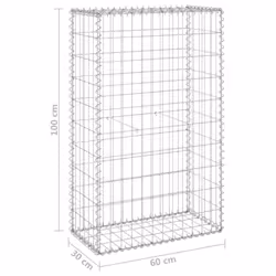 vidaXL Gabion Wall with Covers Galvanised Steel 60 cm Stone Barrier Outdoor - Additional view 5