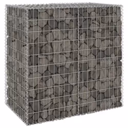 vidaXL Gabion Wall with Covers Galvanised Steel 100 cm Stone Barrier Outdoor