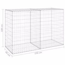 vidaXL Gabion Wall with Covers Galvanised Steel 150 cm Stone Barrier Outdoor - Additional view 5