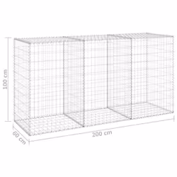 vidaXL Gabion Wall with Covers Galvanised Steel 200 cm Stone Barrier Outdoor - Additional view 5
