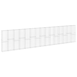 vidaXL Gabion Wall with Covers Galvanised Steel 900x30x200 cm Outdoor Cage