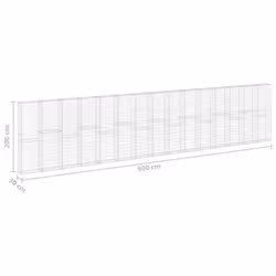 vidaXL Gabion Wall with Covers Galvanised Steel 900x30x200 cm Outdoor Cage