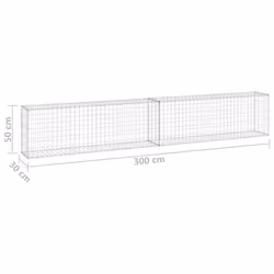 vidaXL Gabion Wall with Covers Galvanised Steel 300x30x50 cm Outdoor Cage - Additional view 5