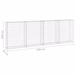 vidaXL Gabion Wall with Covers Galvanised Steel 300x30x100 cm Outdoor Cage - Additional view 5