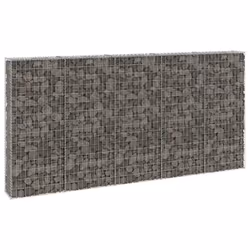 vidaXL Gabion Wall with Covers Galvanised Steel 300x30x150 cm Outdoor Cage