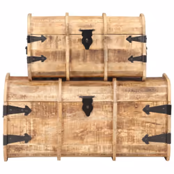 vidaXL Solid Mango Wood Storage Chests 2 Pieces Storaging Box Trunk Bedroom