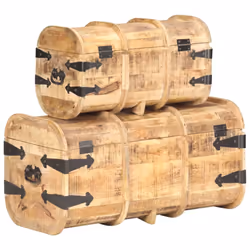 vidaXL Solid Mango Wood Storage Chests 2 Pieces Storaging Box Trunk Bedroom - Additional view 4