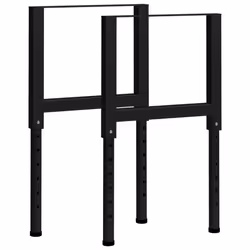 vidaXL 2x Adjustable Work Bench Frames Metal Black Work Table Leg Furniture