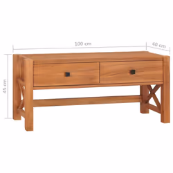 vidaXL Desk with 2 Drawers 100x40x45 cm Recycled Teak Wood Work Console Table - Additional view 8