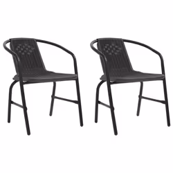 vidaXL 2x Garden Chairs Plastic Rattan and Steel 110 kg Outdoor Armchair