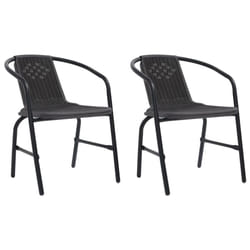 vidaXL 2x Garden Chairs Plastic Rattan and Steel 110 kg Outdoor Armchair