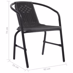 vidaXL 2x Garden Chairs Plastic Rattan and Steel 110 kg Outdoor Armchair - Additional view 7