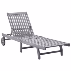 vidaXL Solid Acacia Wood Sun Lounger Outdoor Furniture Seating Sunbed Chair