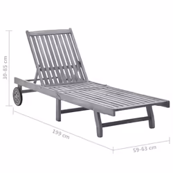 vidaXL Solid Acacia Wood Sun Lounger Outdoor Furniture Seating Sunbed Chair - Additional view 7