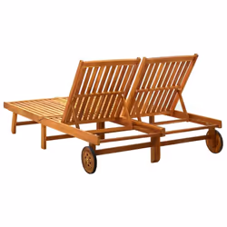 vidaXL Solid Acacia Wood 2-Person Sun Loungers Outdoor Furniture Seating Sunbeds