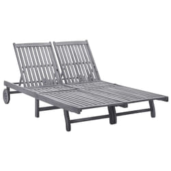 vidaXL Solid Acacia Wood 2-Person Sun Loungers Outdoor Furniture Seating Sunbeds