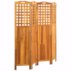 vidaXL Solid Acacia Wood 4-Panel Room Divider 161x2x170 cm Decorative Screen