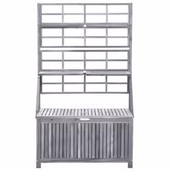 vidaXL Solid Acacia Wood Storage Box with Trellis Grey 99x55x160 cm Sunbed - Additional view 2