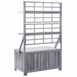 vidaXL Solid Acacia Wood Storage Box with Trellis Grey 99x55x160 cm Sunbed - Additional view 4