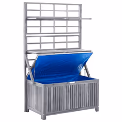 vidaXL Solid Acacia Wood Storage Box with Trellis Grey 99x55x160 cm Sunbed - Additional view 5