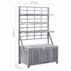 vidaXL Solid Acacia Wood Storage Box with Trellis Grey 99x55x160 cm Sunbed - Additional view 8