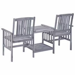 vidaXL Solid Acacia Wood Garden Chairs with Tea Table Dining Table and Chair