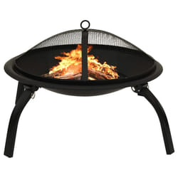 vidaXL 2-in-1 Fire Pit and BBQ with Poker Steel Patio Charcoal Grill Fireplace